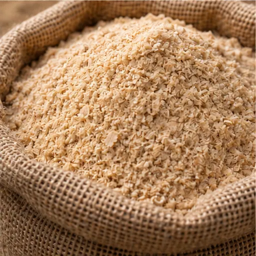 Fine meal texture of fresh rice bran in sack